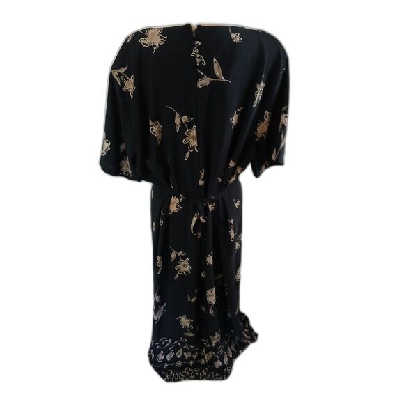 Vintage Kamali & Co. black short sleeve midi dress tie back size 3-X - Picture 4 of 4